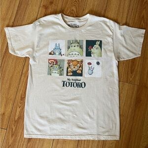 Studio Ghibli My Neighbor Totoro Art Grid T-shirt Adult Size Small Ivory